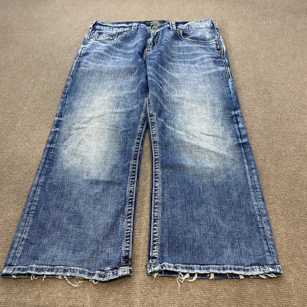 Silver Gordie Jeans Mens 38x27 Hemmed Bootcut Whisker‎ Baggy Y2K Wide Leg